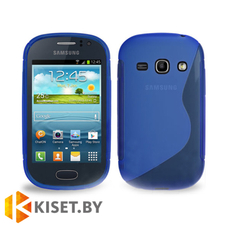 Силиконовый чехол для Samsung Galaxy Fame (S6810), синий с волной
