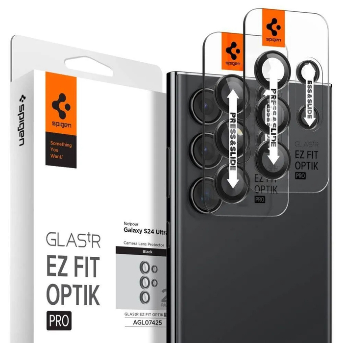 Защитное стекло на камеру SPIGEN OPTIK.TR EZ FIT для SAMSUNG S24 ULTRA черный 2 шт.