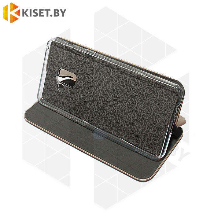 Чехол-книжка Book Case 3D с визитницей для Samsung Galaxy A8 Plus (2018) A730, золотой