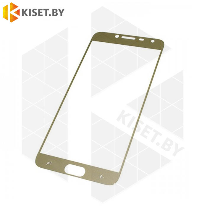 Защитное стекло полной проклейки Full glue для Samsung Galaxy J4 (2018) золотое