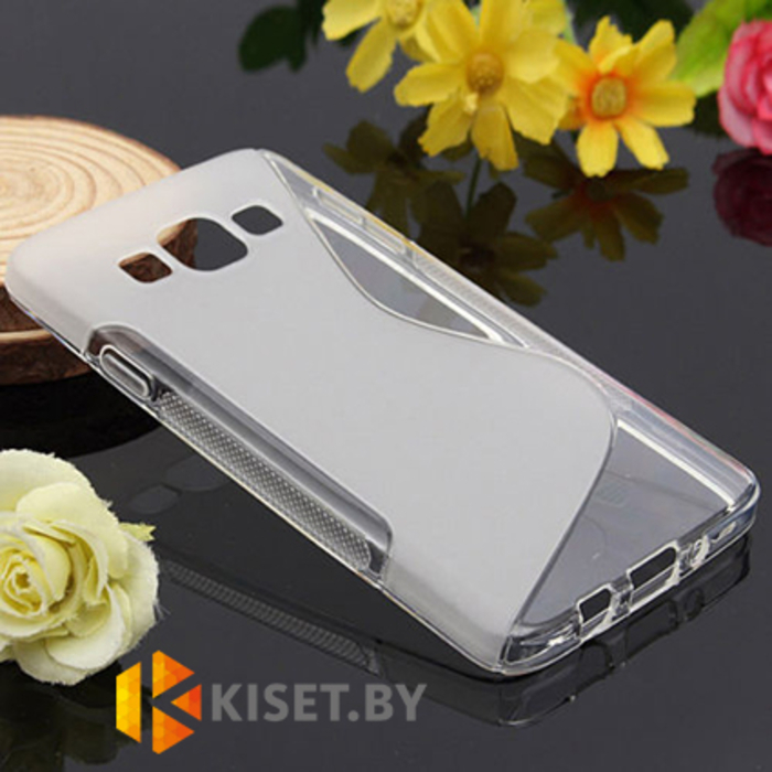 Силиконовый чехол для Samsung Galaxy A3 (A300H), прозрачный с волной