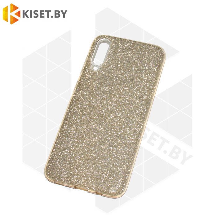 Силиконовый чехол Crystal Shine для Samsung Galaxy A70 золотой