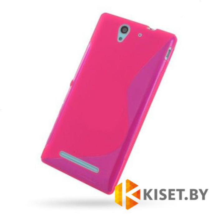 Силиконовый чехол для Sony Xperia C3, розовый с волной