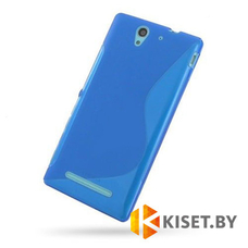 Силиконовый чехол для Sony Xperia C3, синий с волной