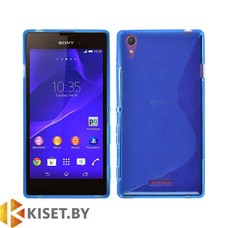 Силиконовый чехол для Sony Xperia E1, синий с волной