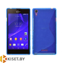Силиконовый чехол для Sony Xperia E1, синий с волной