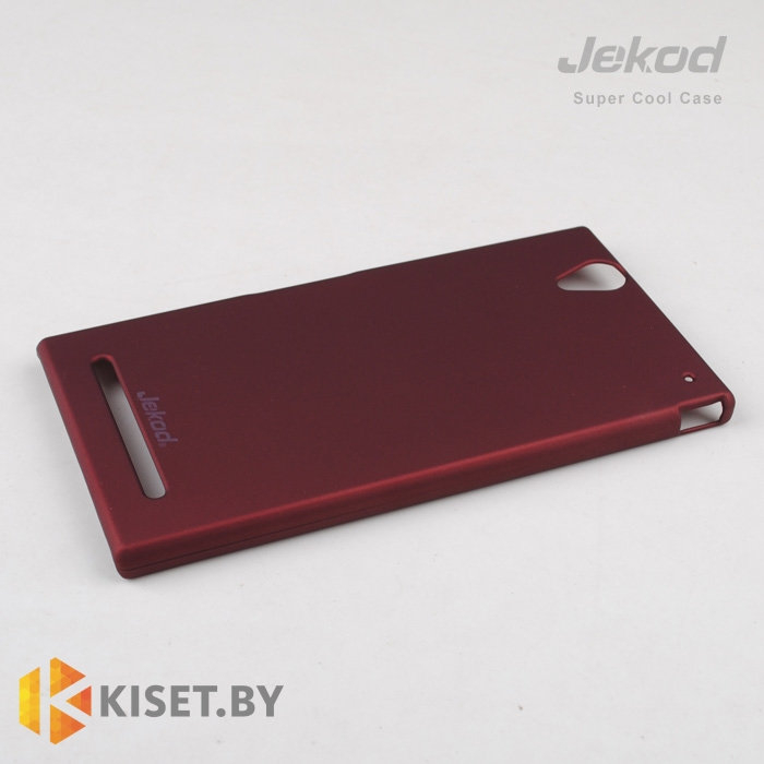 Пластиковый бампер Jekod и защитная пленка для Sony Xperia E1 dual, красный