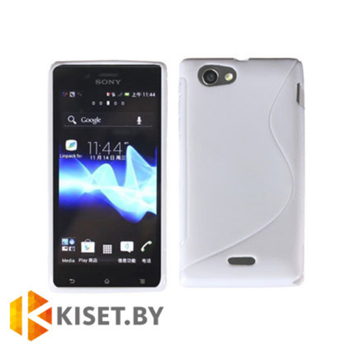 Силиконовый чехол для Sony Xperia J, белый с волной