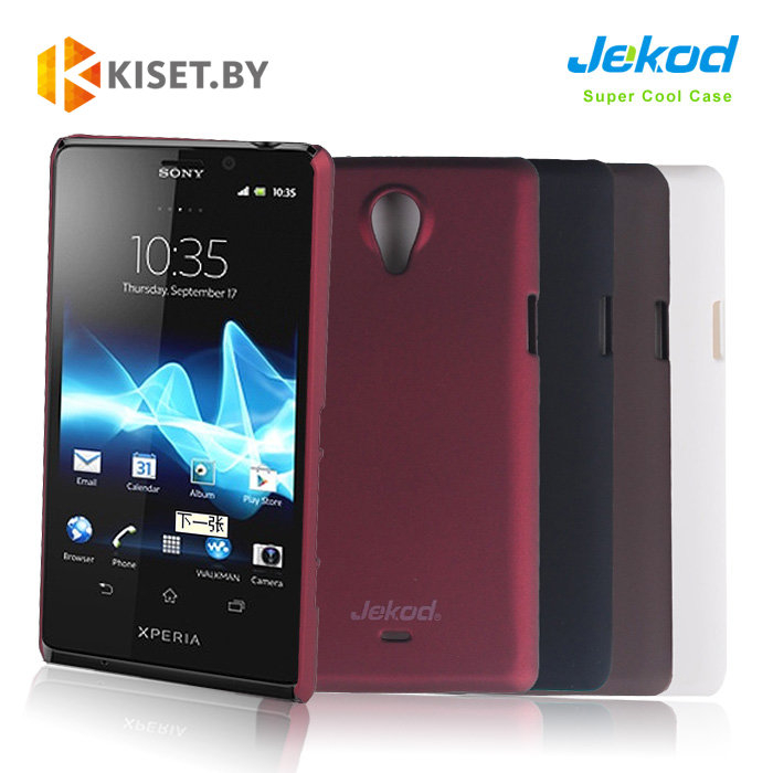 Пластиковый бампер Jekod и защитная пленка для Sony Xperia T LT30i, белый