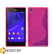 Силиконовый чехол для Sony Xperia T3, розовый с волной