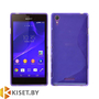 Силиконовый чехол для Sony Xperia T3, фиолетовый с волной