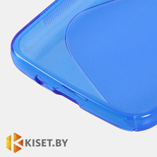 Силиконовый чехол для Sony Xperia T3, голубой с волной
