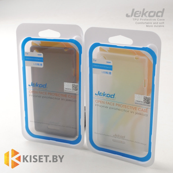 Силиконовый чехол Jekod с защитной пленкой для Sony Xperia T3, черный