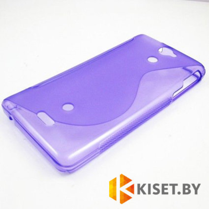 Силиконовый чехол для Sony Xperia V, фиолетовый с волной