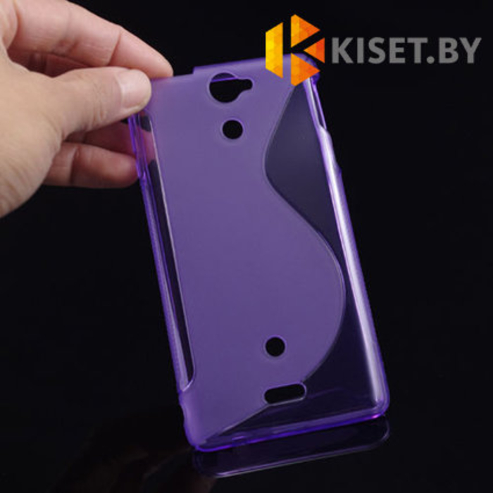 Силиконовый чехол для Sony Xperia V, фиолетовый с волной