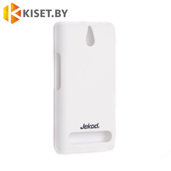 Силиконовый чехол Jekod с защитной пленкой для Sony Xperia E1 dual, белый