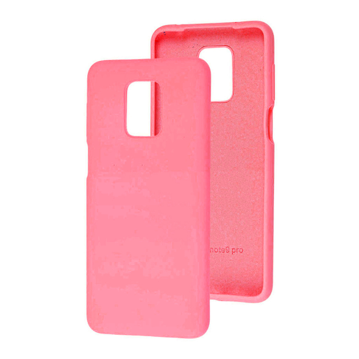 Soft-touch бампер Silicone Cover для Xiaomi Redmi Note 9S / 9 Pro неоново-розовый с закрытым низом