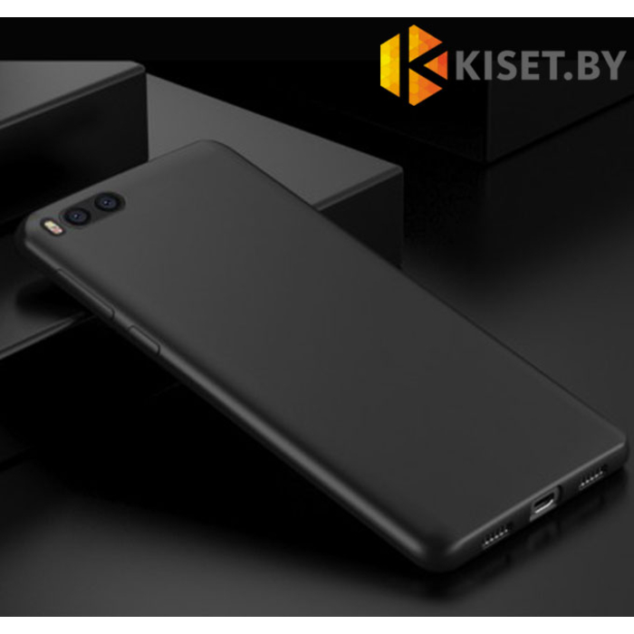 Силиконовый чехол матовый для Xiaomi Mi Note 3, черный