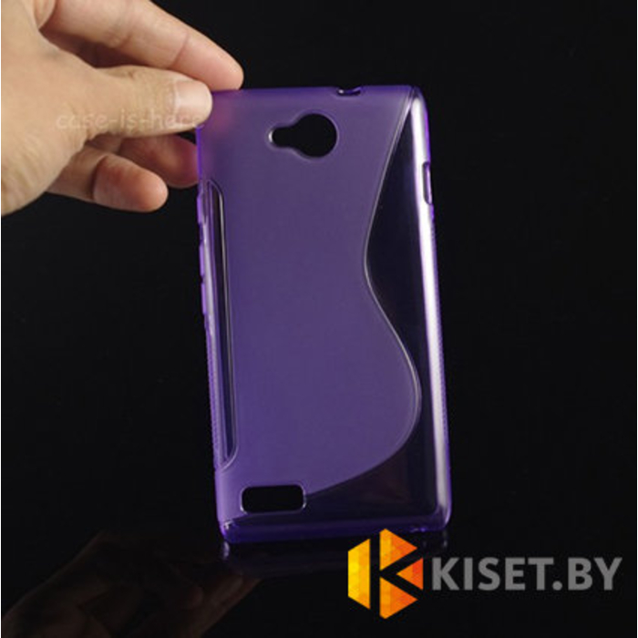 Силиконовый чехол матовый для ZTE G Lux, фиолетовый с волной