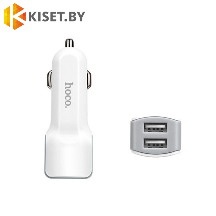 Автомобильное зарядное устройство HOCO Z23 2USB 2.4A с кабелем microUSB белое