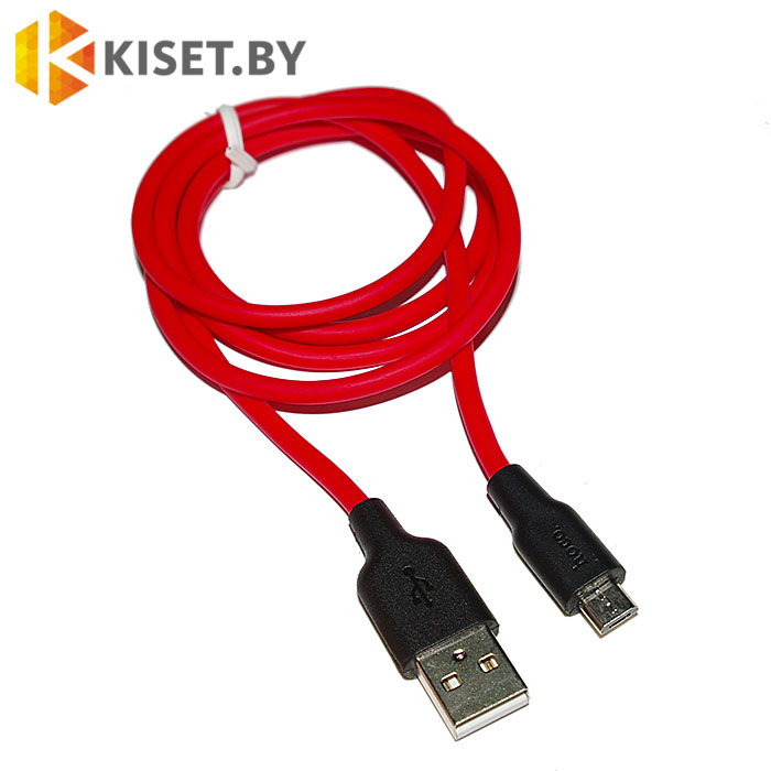 Кабель HOCO SILICONE X21 microUSB для зарядки ультрамягкий красный