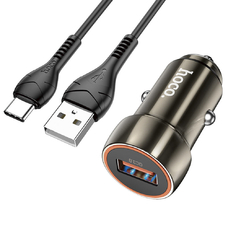 Автомобильное зарядное устройство HOCO Z46 USB-A 18W QC3.0 черный + кабель Type-C