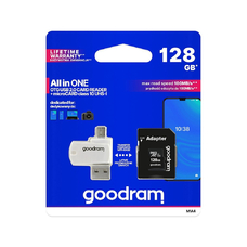 Карта памяти GOODRAM M1A4 microSDXC 128Gb Class10 UHS I + ADAPTER Card reader microUSB / USB2.0