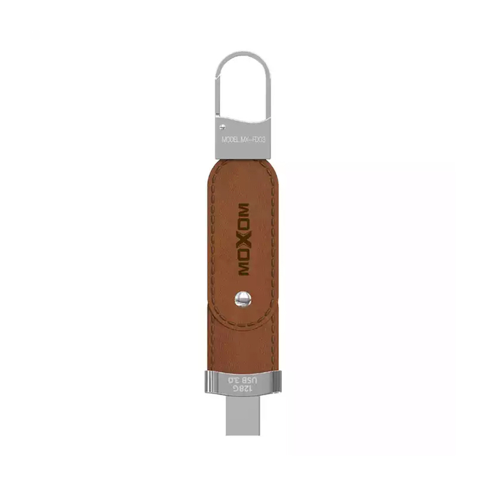 Флешка-брелок кожа USB 3.0 Flash MOXOM MX-FD03 128GB коричневый