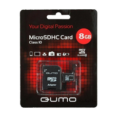 Карта памяти QUMO microSDHC 8Gb Class10 UHS I с адаптером SD