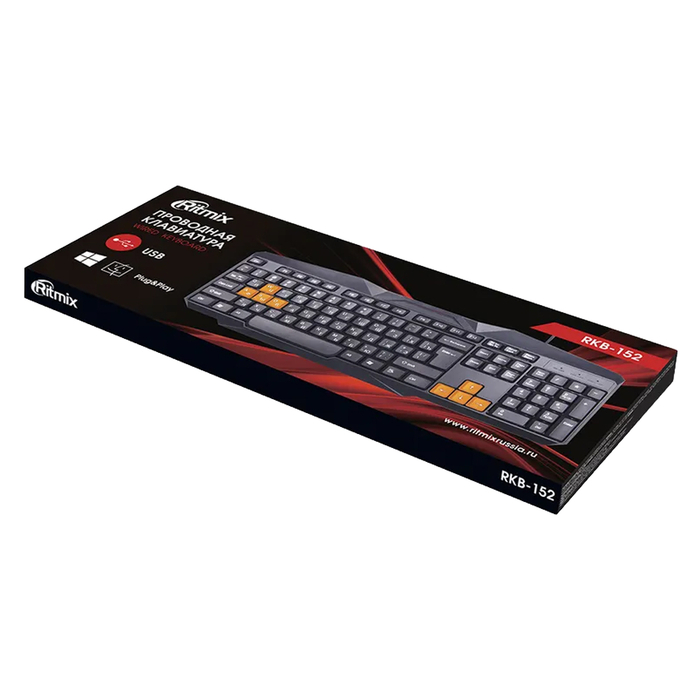 Клавиатура проводная игровая Ritmix RKB-152 черный