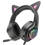 Игровые гарнитурные наушники HOCO W107 черно-фиолетовый с подсветкой
