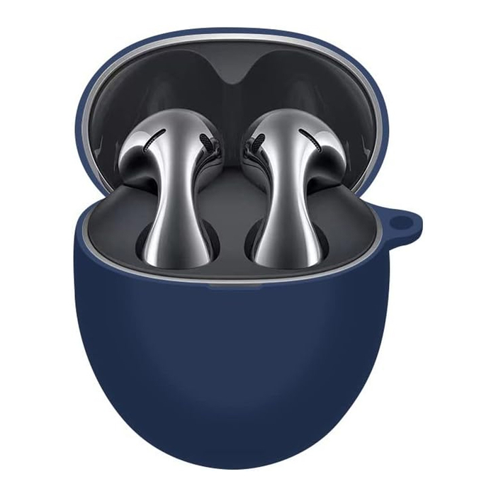 Силиконовый чехол KST Pods для наушников Huawei FreeBuds 5 синий с карабином