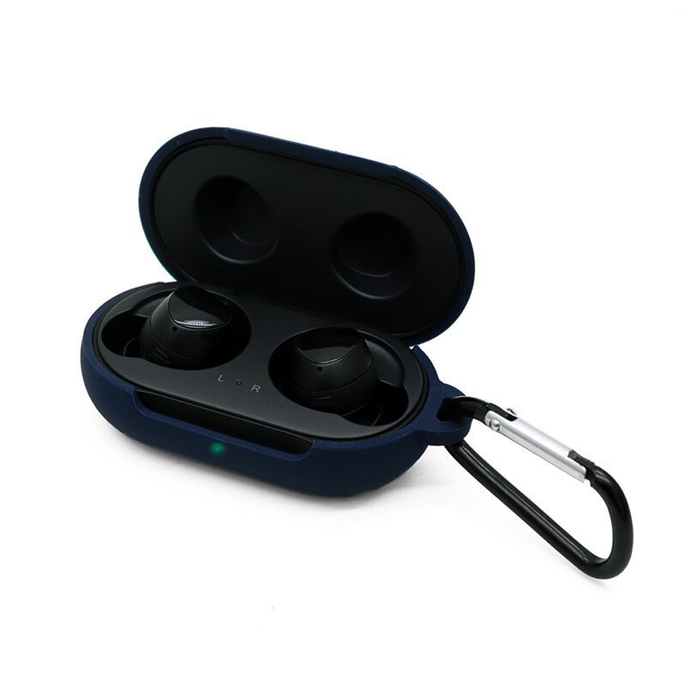 Силиконовый чехол KST Pods для наушников Samsung Buds / Buds Plus синий с карабином