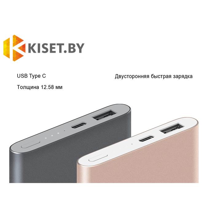 Портативное зарядное устройство Xiaomi Mi Power Bank Pro QC3.0 10 000mAh (PLM03ZM) c Type-C, серый