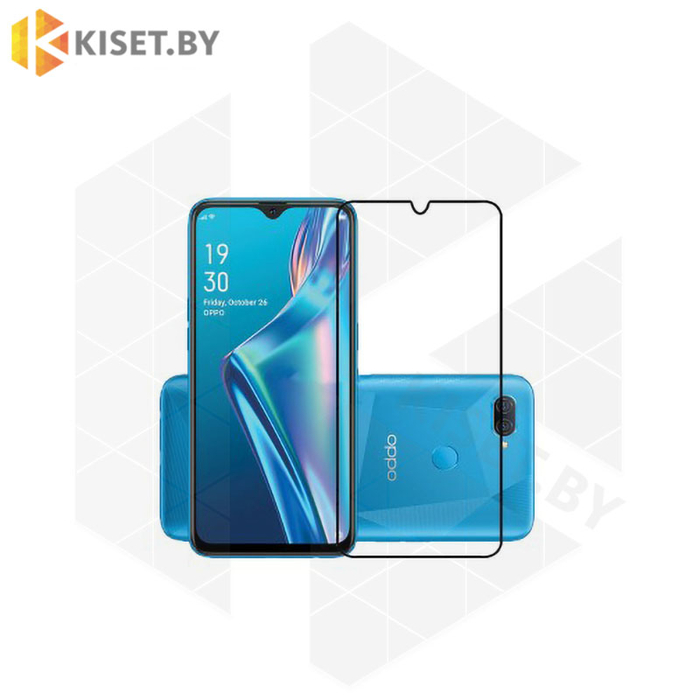 Защитное стекло полной проклейки Full glue для Oppo A12 черный