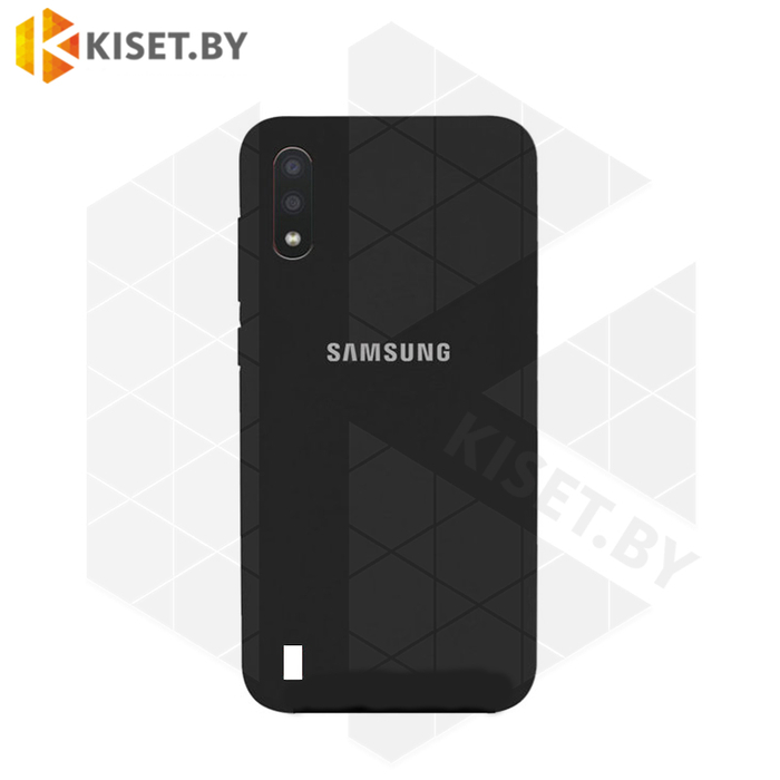Soft-touch бампер Silicone Cover для Samsung Galaxy A01 (A015) 2020 черный с закрытым низом