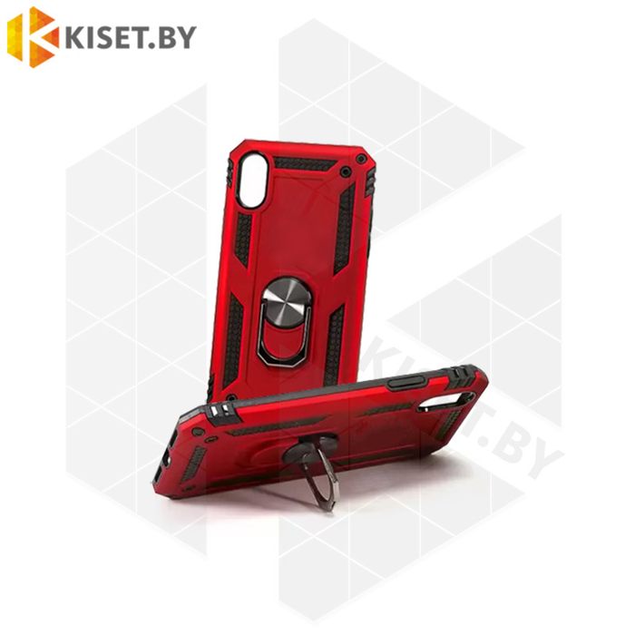 Гибридный противоударный чехол Defender Case для Samsung Galaxy A10 красный