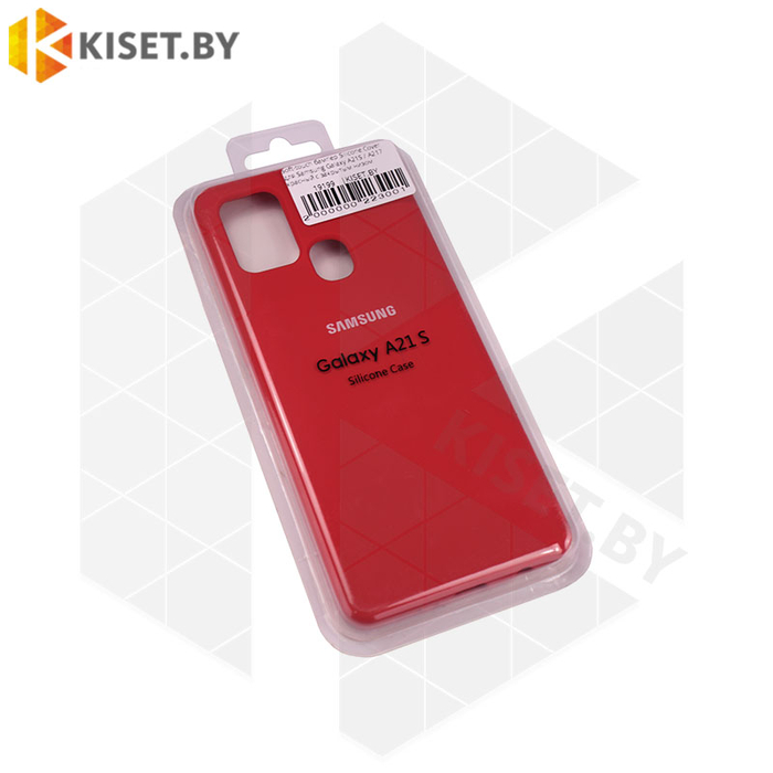 Soft-touch бампер Silicone Cover для Samsung Galaxy A21S / A217 красный с закрытым низом