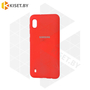 Soft-touch бампер Silicone Cover для Samsung Galaxy A01 (A015) 2020 красный с закрытым низом