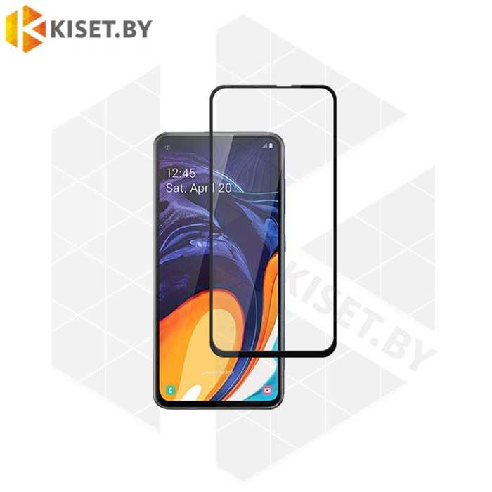 Защитное стекло полной проклейки Full glue для Samsung Galaxy A60 черное