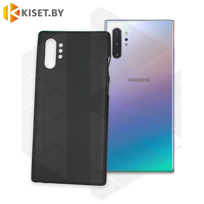 Силиконовый чехол матовый для Samsung Galaxy Note 10 Plus черный