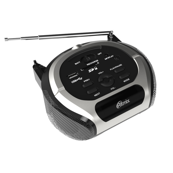 Портативная аудиосистема Ritmix RBB-010 серебристый