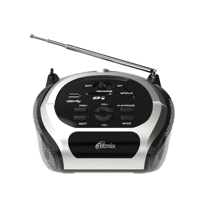 Портативная аудиосистема Ritmix RBB-010 серебристый