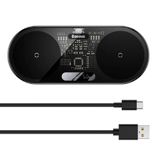 Беспроводное зарядное Baseus Digital LED Display WXSX010101 черный с кабелем Type-C 1м