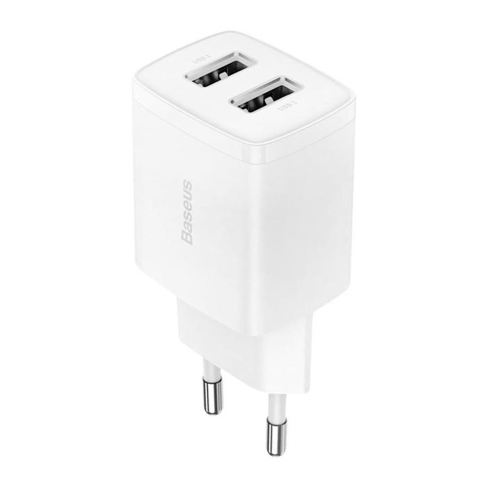 Сетевое зарядное устройство Baseus Compact charger 2USB-A 10.5W CCXJ010202 белый