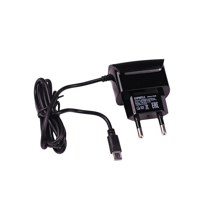 Сетевое зарядное устройство EXPERTS USB / Micro USB 2.1A черный