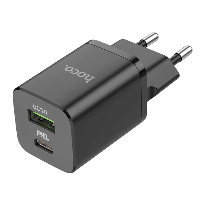 Сетевое зарядное устройство HOCO N13 30W PD PPS FCP AFC QC3.0 USB-A Type-C черный + кабель type-c - lightning