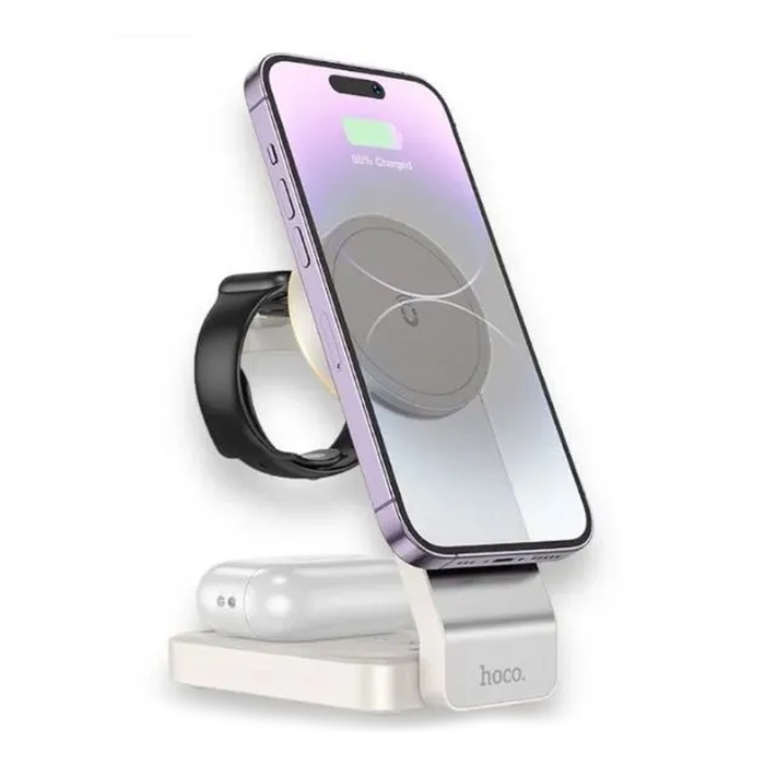 Зарядная станция складная 3в1 HOCO CQ3 для Apple белый MagSafe / Watch / AirPods 15W Type-C