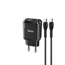 Сетевое зарядное устройство HOCO N5 20W PD/Q.C3.0 Type-C / USB черный + кабель Type-C - Type-C