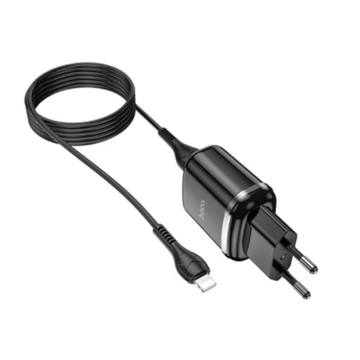 Сетевое зарядное устройство HOCO N4 2.4A 2USB черный + кабель lightning